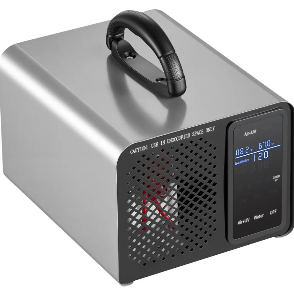 VEVOR Ozone Generator, 45000mg/h Commercial Ozone Machine, with 15s Delayed Start & Dual-Hose Water Mode & LCD Touchscreen, Industrial Deodorizer for Car, Smoke, Home Odors, Up to 3800 sq.ft