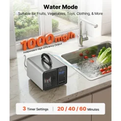 VEVOR Ozone Generator, 45000mg/h Commercial Ozone Machine, with 15s Delayed Start & Dual-Hose Water Mode & LCD Touchscreen, Industrial Deodorizer for Car, Smoke, Home Odors, Up to 3800 sq.ft