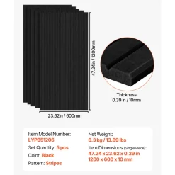 VEVOR 5 Pack Acoustic Panels with Self Adhesive, 47.2 x 23.6 x 0.4 inch Sound Proof Foam Panels, Polyester Fiber Soundproof Wall Panels High Density, for Home, Studio, Office, Theater, Black