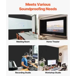 VEVOR 5 Pack Acoustic Panels with Self Adhesive, 47.2 x 23.6 x 0.4 inch Sound Proof Foam Panels, Polyester Fiber Soundproof Wall Panels High Density, for Home, Studio, Office, Theater, Black