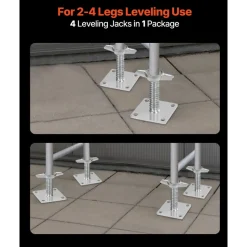 VEVOR 4-Pack Adjustable Leveling Jacks, 18.2 In Adjustable Height & 3307lbs/1500kg Total Load Capacity Scaffold Jacks Feet, Solid Carbon Steel Screw Jacks for Baker-Style Scaffolding Equipment, Silver