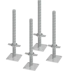 VEVOR 4-Pack Adjustable Leveling Jacks, 18.2 In Adjustable Height & 3307lbs/1500kg Total Load Capacity Scaffold Jacks Feet, Solid Carbon Steel Screw Jacks for Baker-Style Scaffolding Equipment, Silver
