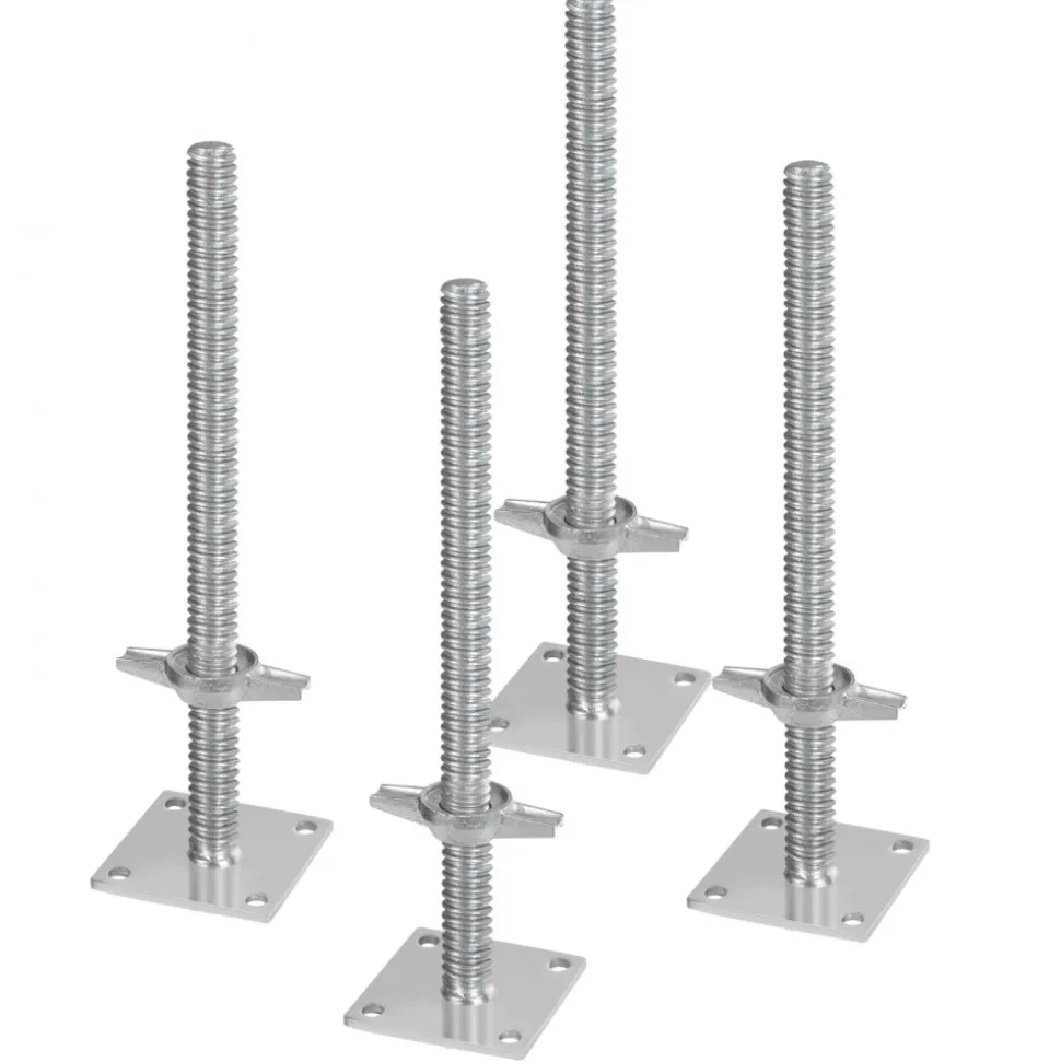 VEVOR 4-Pack Adjustable Leveling Jacks, 18.2 In Adjustable Height & 3307lbs/1500kg Total Load Capacity Scaffold Jacks Feet, Solid Carbon Steel Screw Jacks for Baker-Style Scaffolding Equipment, Silver