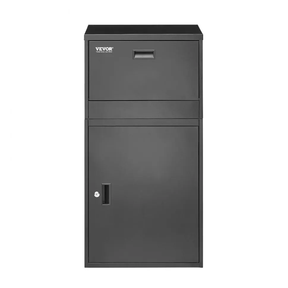 VEVOR Package Delivery Boxes for Outside, 38.6 in Mailbox for Parcel with Lock, Galvanized Steel Package Drop Box with Anti-Theft Design, Weather-Resistant Package Mailbox for Home and Office, Black