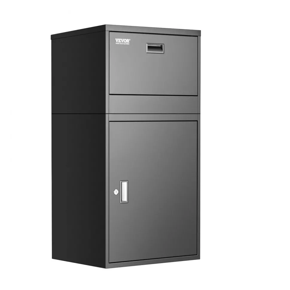 VEVOR Package Delivery Boxes for Outside, 38.6 in Mailbox for Parcel with Lock, Galvanized Steel Package Drop Box with Anti-Theft Design, Weather-Resistant Package Mailbox for Home and Office, Black