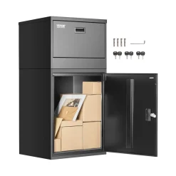 VEVOR Package Delivery Boxes for Outside, 38.6 in Mailbox for Parcel with Lock, Galvanized Steel Package Drop Box with Anti-Theft Design, Weather-Resistant Package Mailbox for Home and Office, Black
