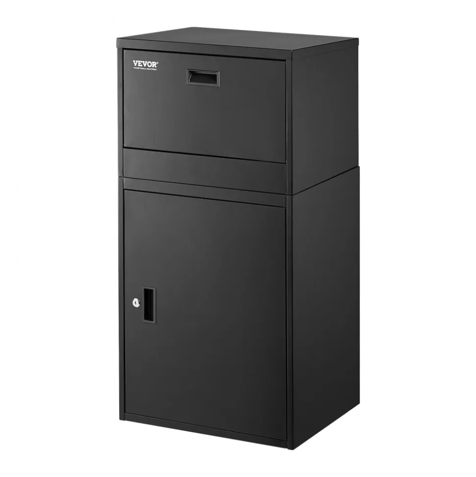 VEVOR Package Delivery Boxes for Outside, 38.6 in Mailbox for Parcel with Lock, Galvanized Steel Package Drop Box with Anti-Theft Design, Weather-Resistant Package Mailbox for Home and Office, Black