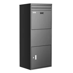 VEVOR Package Delivery Boxes for Outside, 47.2 in Mailbox for Parcel with Lock, Galvanized Steel Package Drop Box with Anti-Theft Design, Weather-Resistant Package Mailbox for Home and Office, Black