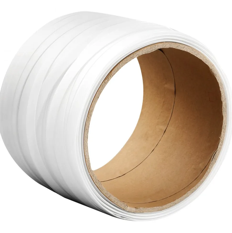 VEVOR Packaging Woven Cord Strapping Roll, 330' Length x 3/4" Width x 0.03" Thickness, 1763 lbs Break Strength, Heavy Duty Banding Pallet Strap Coil, Portable Strong Banding Packing Straps, White