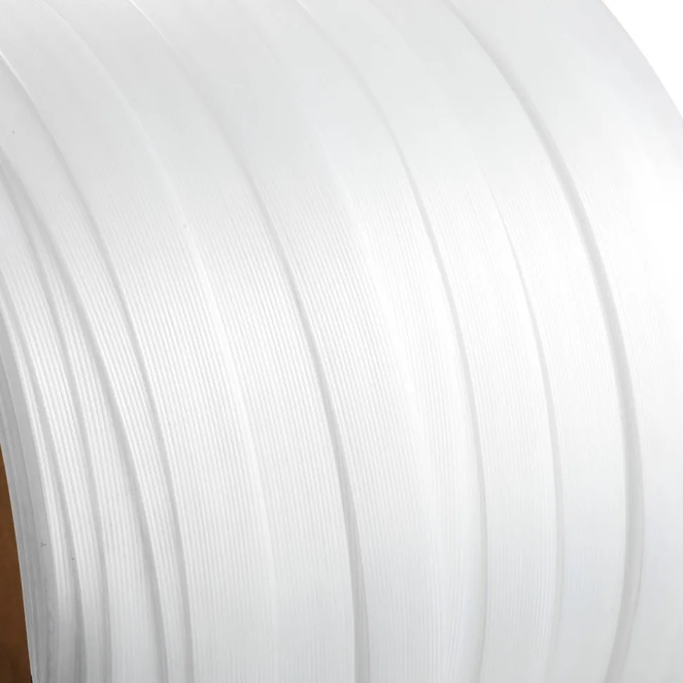 VEVOR Packaging Woven Cord Strapping Roll, 330' Length x 3/4" Width x 0.03" Thickness, 1763 lbs Break Strength, Heavy Duty Banding Pallet Strap Coil, Portable Strong Banding Packing Straps, White