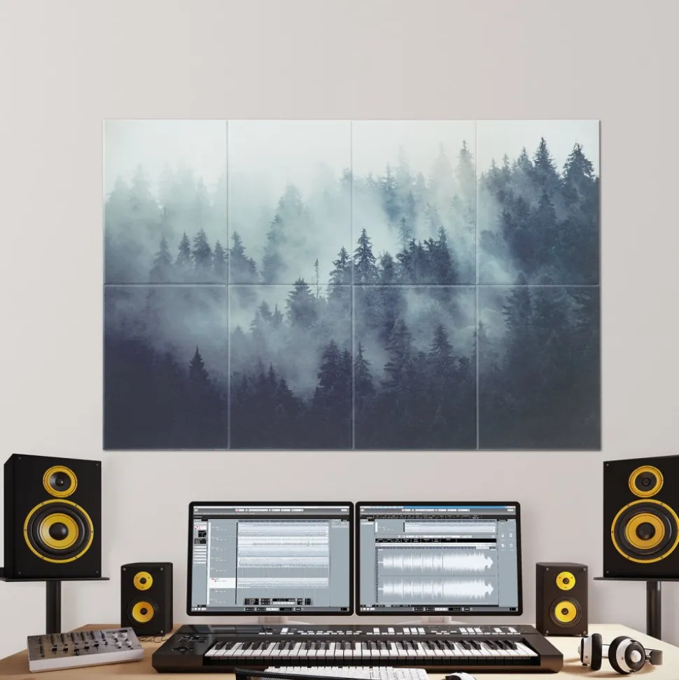 VEVOR 8 Pack Art Acoustic Panels, 63 x 23.62 x 0.4 inch Soundproof Wall Tiles, Self Adhesive Decorative Sound Dampening Absorbing Boards for Home, Office, Studio, Gaming Room,Theater,Forest
