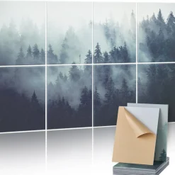 VEVOR 8 Pack Art Acoustic Panels, 63 x 23.62 x 0.4 inch Soundproof Wall Tiles, Self Adhesive Decorative Sound Dampening Absorbing Boards for Home, Office, Studio, Gaming Room,Theater,Forest