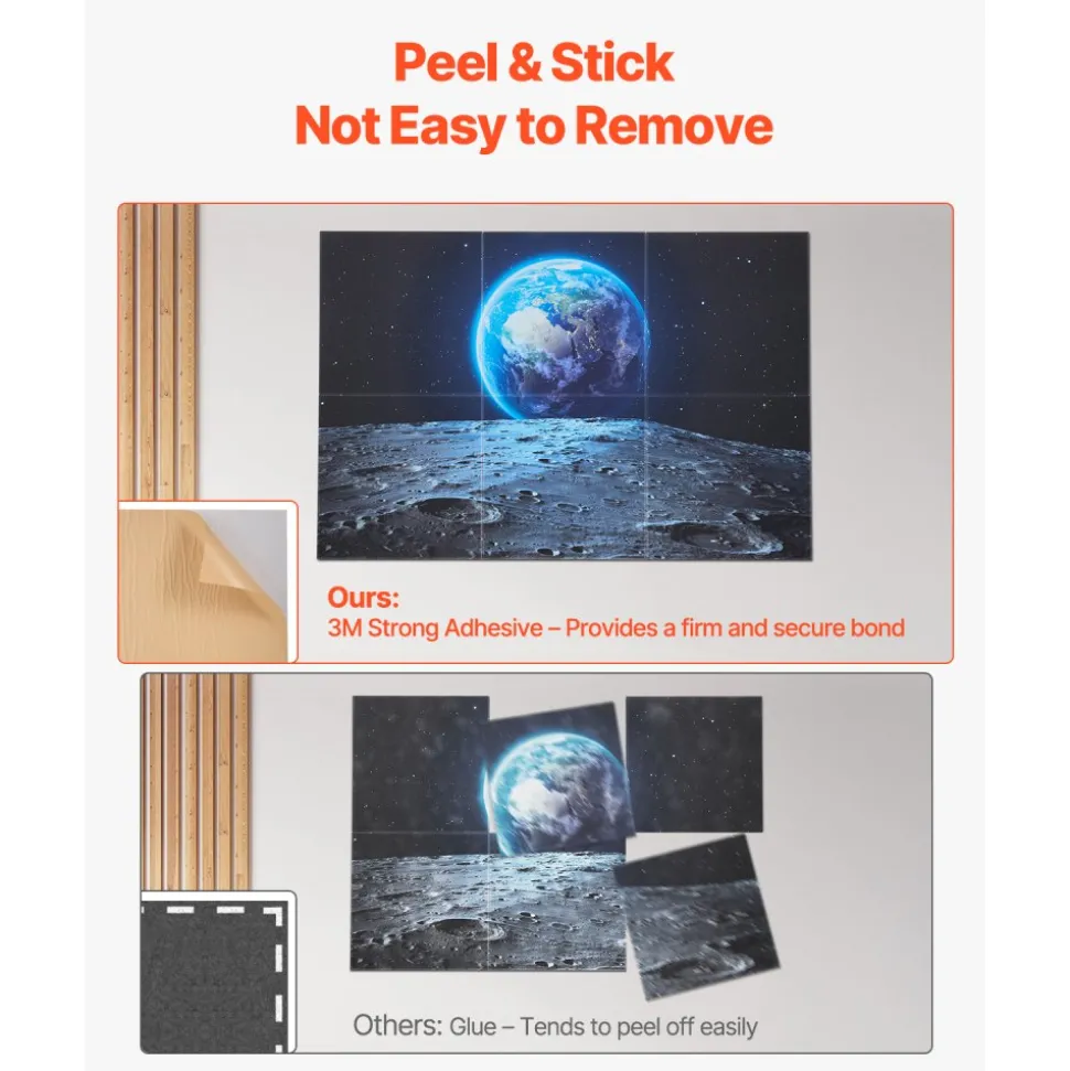 VEVOR 6 Pack Art Acoustic Panels, 70.87 x 47.24 x 0.4 inch Soundproof Wall Tiles, Self Adhesive Decorative Sound Dampening Absorbing Boards for Home, Office, Studio, Gaming Room,Theater, Earth