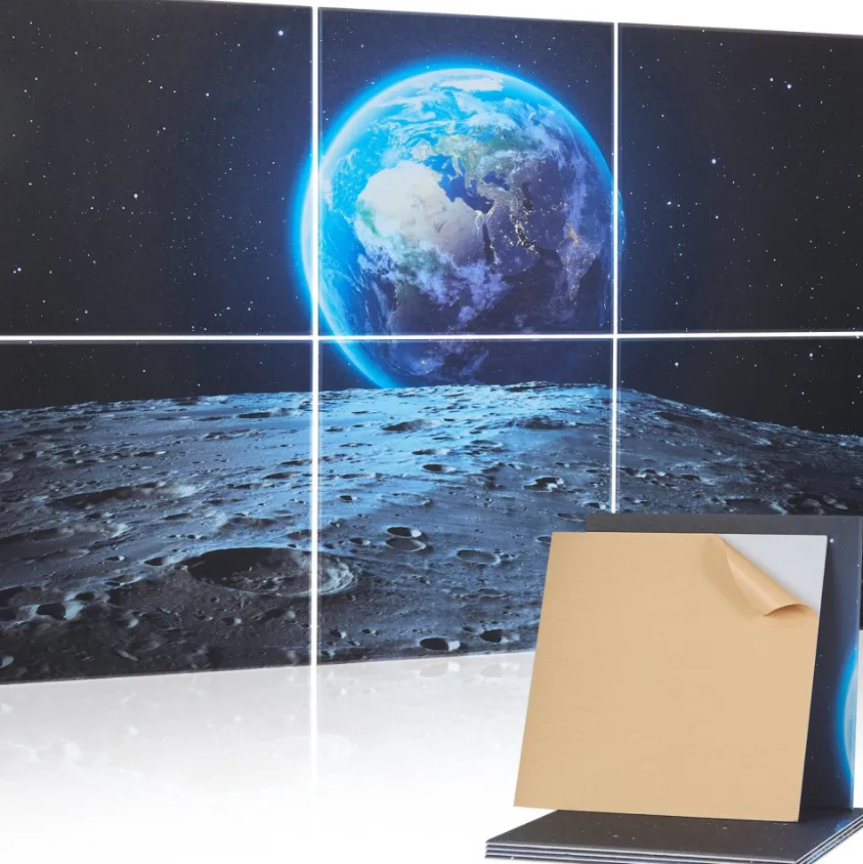 VEVOR 6 Pack Art Acoustic Panels, 70.87 x 47.24 x 0.4 inch Soundproof Wall Tiles, Self Adhesive Decorative Sound Dampening Absorbing Boards for Home, Office, Studio, Gaming Room,Theater, Earth
