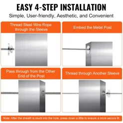 VEVOR 51Pack Cable Railing Kit 1/8" Wheel Protector Sleeves, Bundle with Black Invisible 1/8" Swage Tensioner and Terminal, Cable Railing Post Safeguard Covers for 0.41inch Horizontal Hole Post