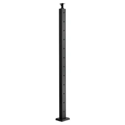 VEVOR 4-Pack Cable Railing Post, 42x2x2 In Horizontal-Hole Deck Railing Post with Pre-Drilled Holes, Stainless Steel Cable Rail Post with Horizontal and Curved Bracket, Black, 4JZLGZXHS106URZU0001V0