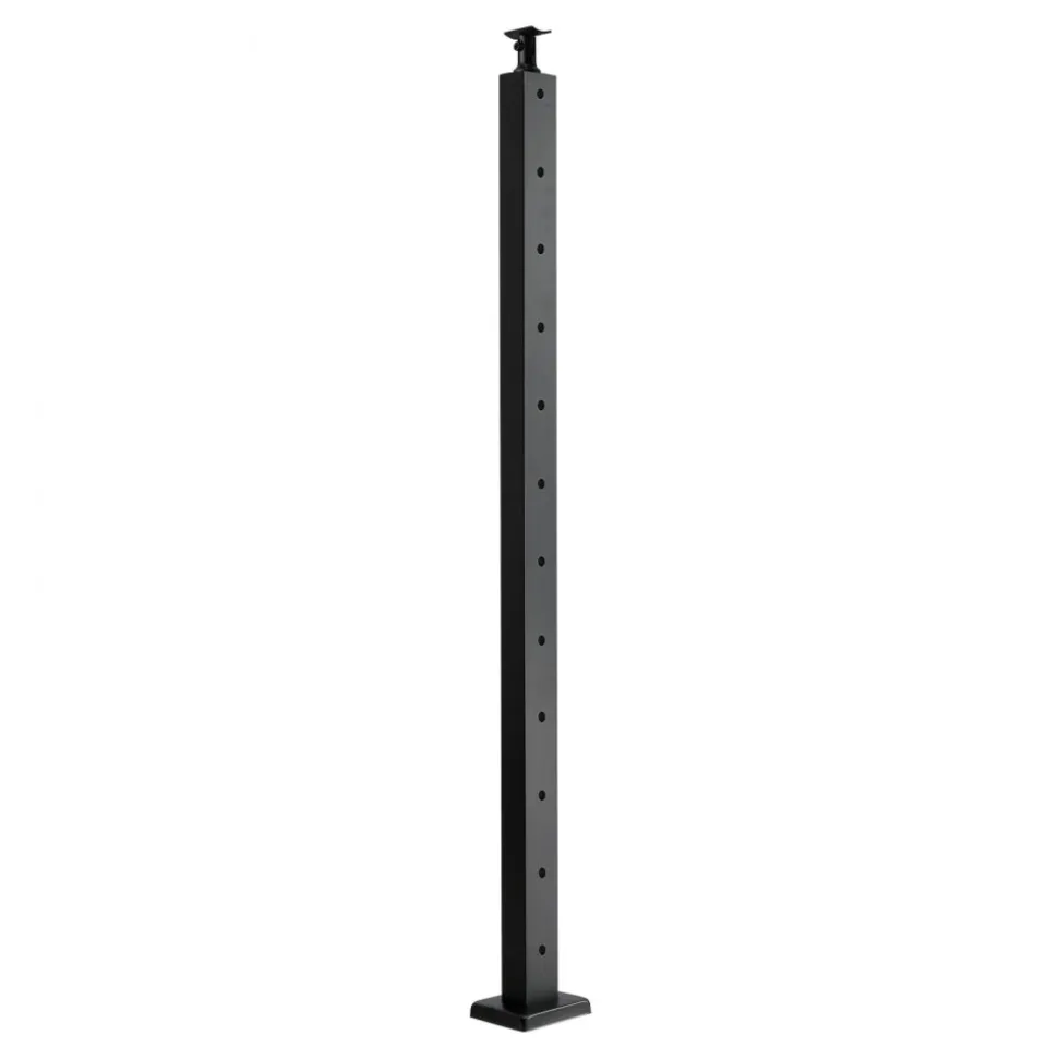VEVOR 4-Pack Cable Railing Post, 42x1x2 In Horizontal-Hole Deck Railing Post with Pre-Drilled Holes, Stainless Steel Cable Rail Post with Horizontal and Curved Bracket, Black, 4JZLGZXHS106REP67001V0