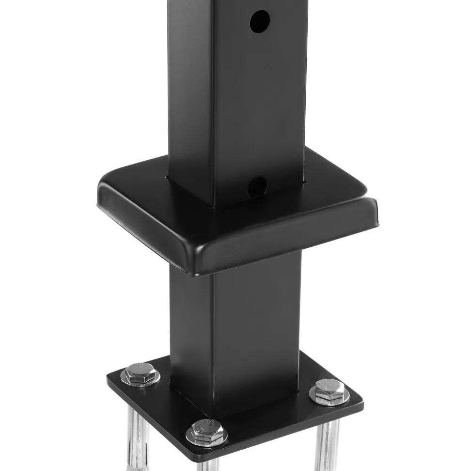 VEVOR 4-Pack Cable Railing Post, 42x1x2 In Horizontal-Hole Deck Railing Post with Pre-Drilled Holes, Stainless Steel Cable Rail Post with Horizontal and Curved Bracket, Black, 4JZLGZXHS106REP67001V0