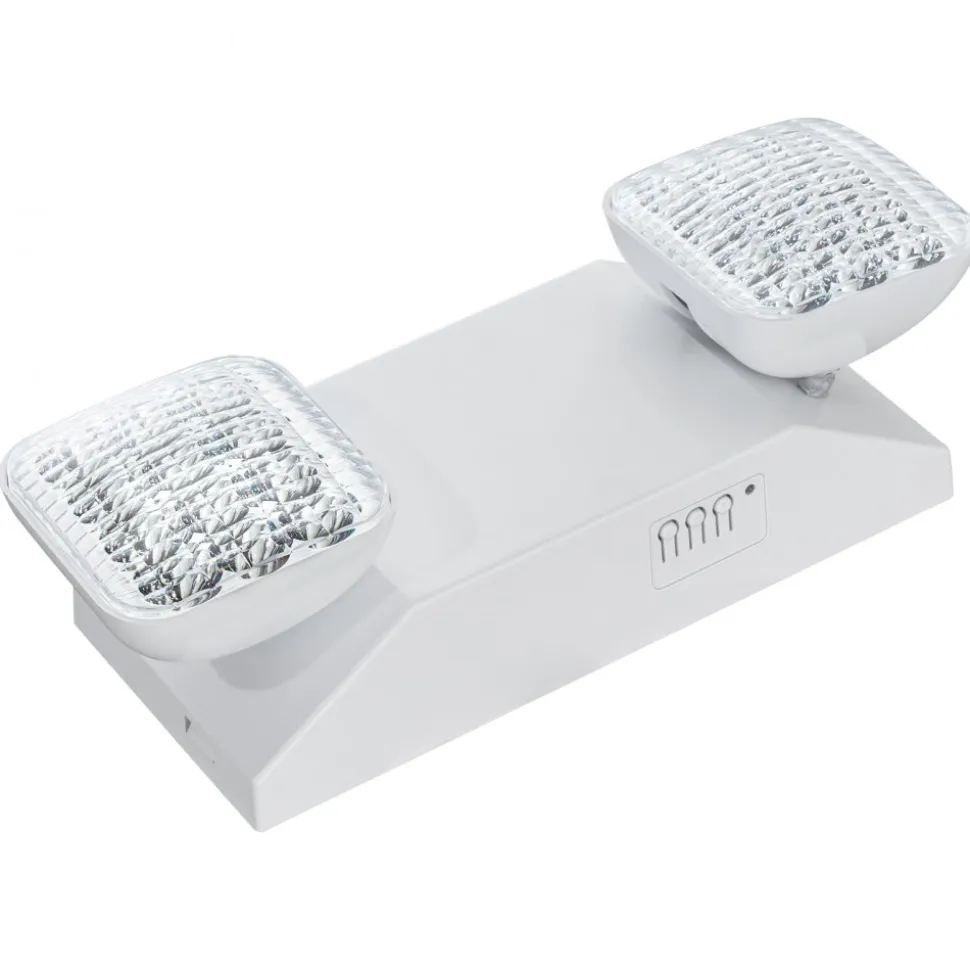 VEVOR 6 Pack Commercial Emergency Light, 3W, White LED Emergency Exit Lighting Fixtures with 180 Minutes Backup Battery Adjustable 2 LED Square Head, Ceiling or Wall Mount for Business Power Outages