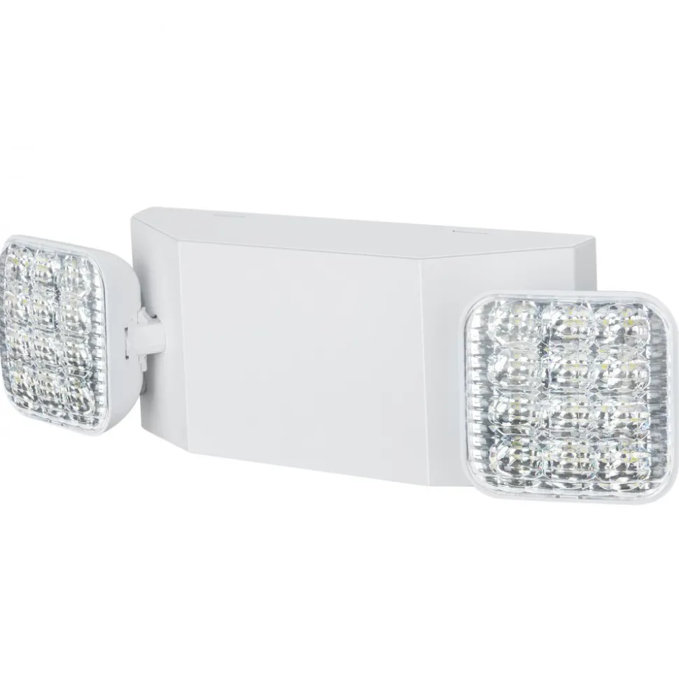 VEVOR 6 Pack Commercial Emergency Light, 3W, White LED Emergency Exit Lighting Fixtures with 180 Minutes Backup Battery Adjustable 2 LED Square Head, Ceiling or Wall Mount for Business Power Outages