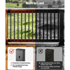 VEVOR 61 Pack Deck Balusters, 29.5 in Galvanized Steel Railing Spindles, Hollow Rectangle Metal Decking Stair Balusters with Pre-Drilled Hole, End Caps, Screws, for Deck, Porch & Stair Railing, Black