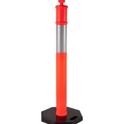 VEVOR 5Pack Delineator Posts 44 Inch Height, Orange PE Delineator Post Kit 10 inch Reflective Band, Traffic Delineator Posts with Rubber Base 16 inch for Construction Sites, Facility Management etc.