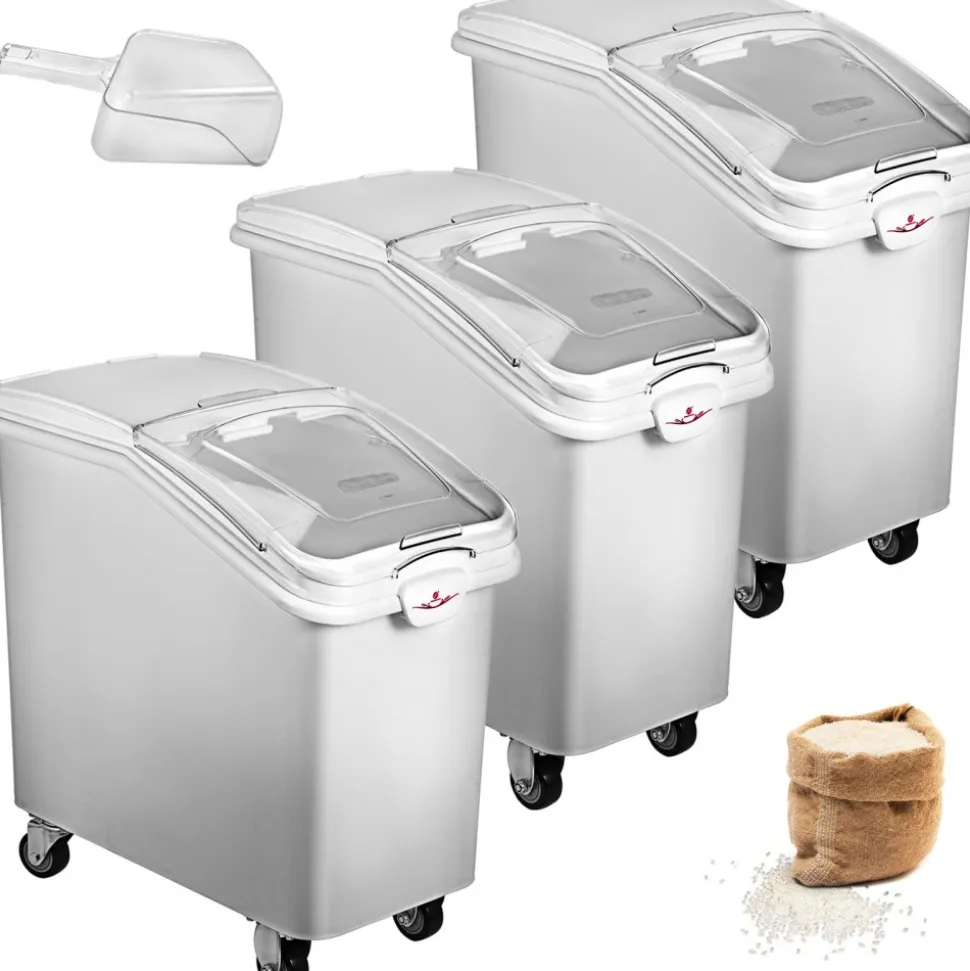 VEVOR 3 Pack Dry Ingredient 21 Gallon Storage Bin Caster Commercial Restaurant Kitchen