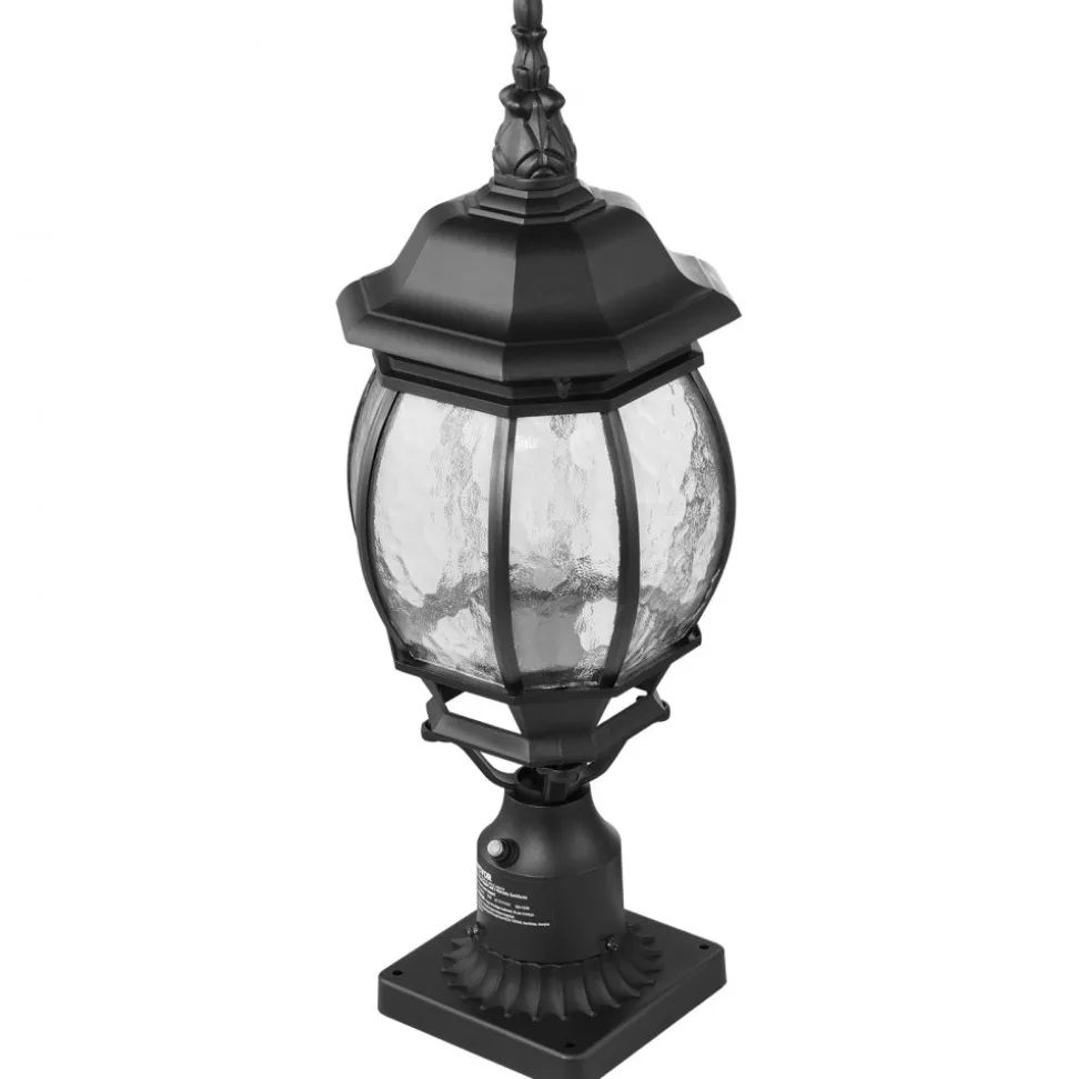 VEVOR 2 Pack Dusk to Dawn Outdoor Post Light, 20.87 in, Waterproof Lamp Post Light Fixtures with 5.5 in Pier Mount Base Glass Shade, Lightning-proof Exterior Pole Column Light for Patio Garden Pathway