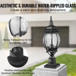 VEVOR 2 Pack Dusk to Dawn Outdoor Post Light, 20.87 in, Waterproof Lamp Post Light Fixtures with 5.5 in Pier Mount Base Glass Shade, Lightning-proof Exterior Pole Column Light for Patio Garden Pathway