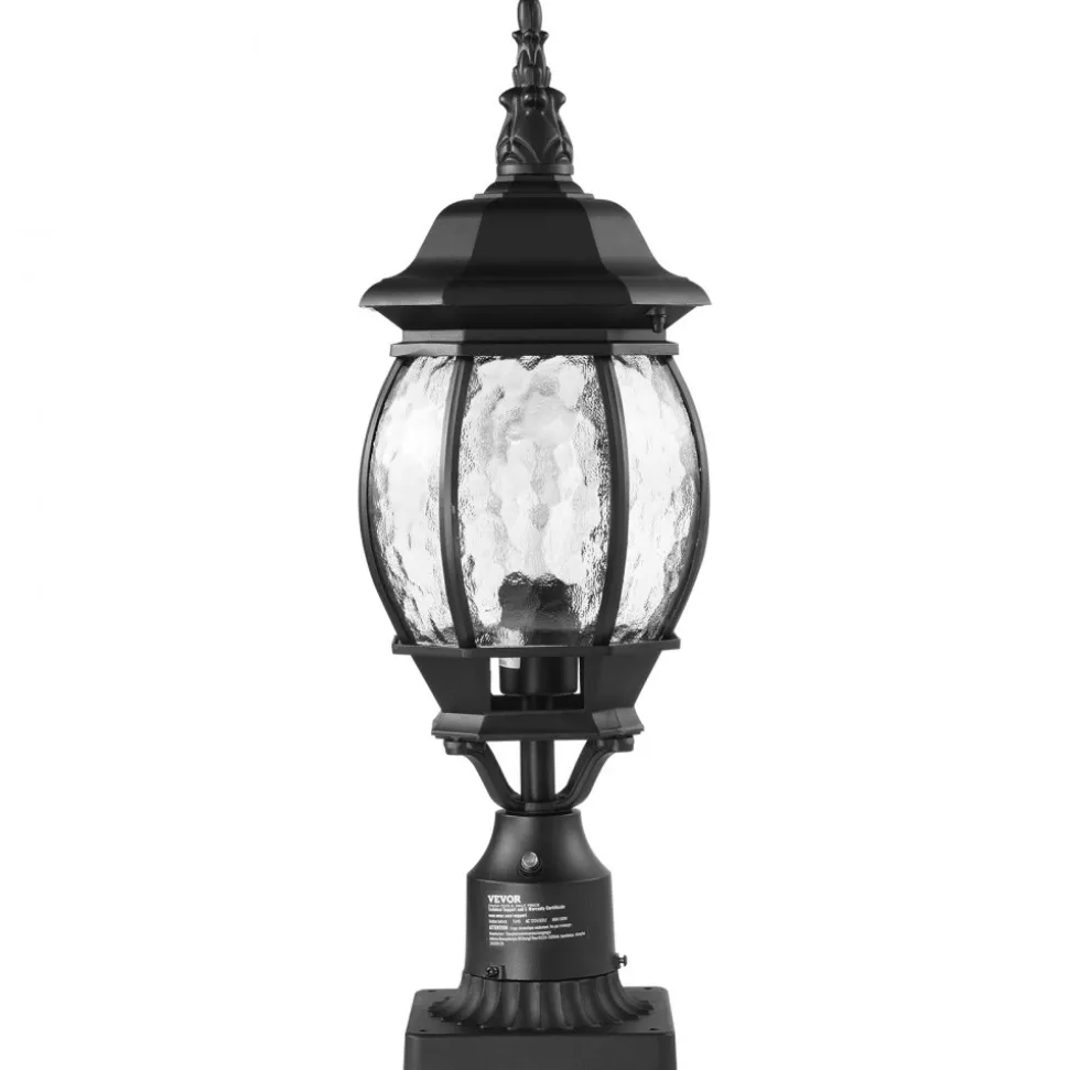 VEVOR 2 Pack Dusk to Dawn Outdoor Post Light, 20.87 in, Waterproof Lamp Post Light Fixtures with 5.5 in Pier Mount Base Glass Shade, Lightning-proof Exterior Pole Column Light for Patio Garden Pathway