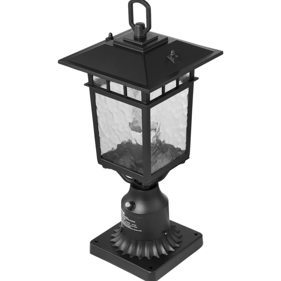 VEVOR 2 Pack Dusk to Dawn Outdoor Post Light, 15.75 in, Waterproof Lamp Post Light Fixtures with 5.5 in Pier Mount Base Glass Shade, Lightning-proof Exterior Pole Column Light for Patio Garden Pathway