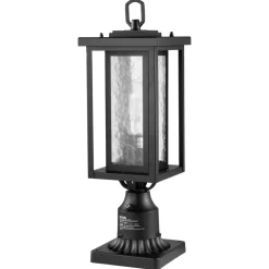VEVOR 2 Pack Dusk to Dawn Outdoor Post Light, 17.72 in, Waterproof Lamp Post Light Fixtures with 3.5 in Pier Mount Base Glass Shade, Lightning-proof Exterior Pole Column Light for Patio Garden Pathway