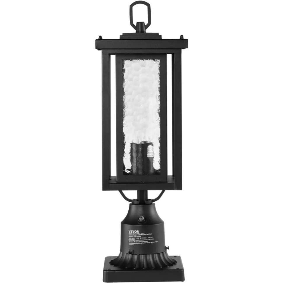 VEVOR 2 Pack Dusk to Dawn Outdoor Post Light, 17.72 in, Waterproof Lamp Post Light Fixtures with 3.5 in Pier Mount Base Glass Shade, Lightning-proof Exterior Pole Column Light for Patio Garden Pathway