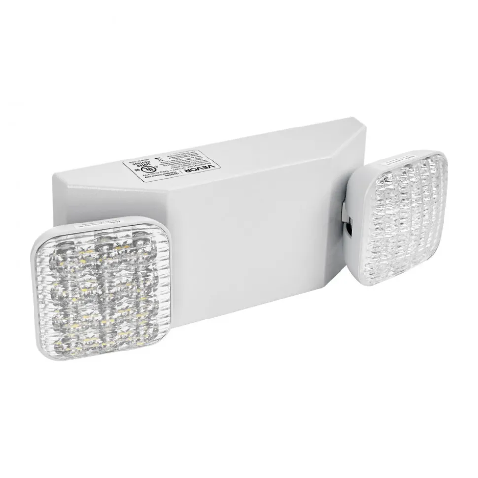VEVOR 4 Pack Emergency Lights for Business, with Battery Backup, Commercial LED Emergency Exit Lighting Fixtures, AC 120/277V, with Two Square Head Adjustable, 90-Minute Backup, for Business, White