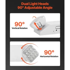 VEVOR 4 Pack Emergency Lights for Business, with Battery Backup, Commercial LED Emergency Exit Lighting Fixtures, AC 120/277V, with Two Square Head Adjustable, 90-Minute Backup, for Business, White