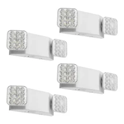 VEVOR 4 Pack Emergency Lights for Business, with Battery Backup, Commercial LED Emergency Exit Lighting Fixtures, AC 120/277V, with Two Square Head Adjustable, 90-Minute Backup, for Business, White