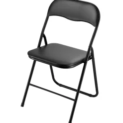 VEVOR 4 Pack Folding Chairs, Foldable Leather Chairs with Heavy Duty Metal Frame & Padded Cushion, Portable Folding Card Table Chairs, Stackable Seats for Home, Yard, Garden, Parties, Events, Black