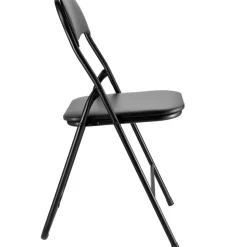 VEVOR 4 Pack Folding Chairs, Foldable Leather Chairs with Heavy Duty Metal Frame & Padded Cushion, Portable Folding Card Table Chairs, Stackable Seats for Home, Yard, Garden, Parties, Events, Black