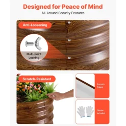VEVOR 2 Pack Galvanized Raised Garden Beds, 4 x 2 x 1 ft, Oval Metal Planter Boxes Kit Outdoor, Bottomless Elevated Garden Box with Gloves, Alu-Zinc, for Planting Flowers Vegetables, Deep Wood Grain