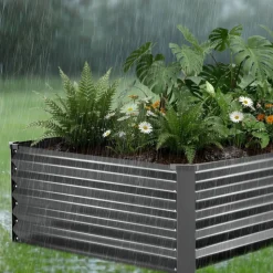 VEVOR 2 Pack Galvanized Raised Garden Beds, 6.67 x 3.35 x 1.51 ft, Rectangular Metal Planter Boxes Kit Outdoor, Elevated Planting Box with Gloves, Alu-Zinc, for Growing Flowers Vegetables, Dark Gray