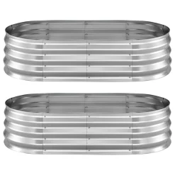 VEVOR 2 Pack Galvanized Raised Garden Beds, 4 x 2 x 1 ft, Oval Metal Planter Boxes Kit Outdoor, Bottomless Elevated Garden Box with Gloves, Alu-Zinc, for Planting Flowers Fruits Vegetables, Silver