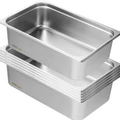 VEVOR 6 Pack Hotel Pans, Full Size Anti-Jam Steam Pan, 0.8mm Thick Stainless Steel Restaurant Steam Table Pan, 6-Inch Deep Commercial Table Pan, Catering Storage Food Pan, for Industrial & Scientific