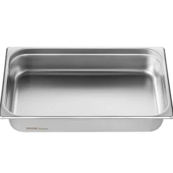 VEVOR 6 Pack Hotel Pans, Full Size Anti-Jam Steam Pan, 0.8mm Thick Stainless Steel Restaurant Steam Table Pan, 4-Inch Deep Commercial Table Pan, Catering Storage Food Pan, for Industrial & Scientific