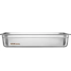 VEVOR 4 Pack Hotel Pans, Full Size Anti-Jam Steam Pan with Lid, 0.8mm Thick Stainless Steel Steam Table Pan, 4-Inch Deep Commercial Table Pan, Catering Storage Food Pan, for Industrial & Scientific