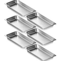 VEVOR 6 Pack Hotel Pans, Full Size Anti-Jam Steam Pan, 0.8mm Thick Stainless Steel Restaurant Steam Table Pan, 2.5-Inch Deep Commercial Table Pan, Catering Storage Food Pan, for Industrial & Scientifi