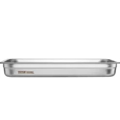 VEVOR 6 Pack Hotel Pans, Full Size Anti-Jam Steam Pan, 0.8mm Thick Stainless Steel Restaurant Steam Table Pan, 2.5-Inch Deep Commercial Table Pan, Catering Storage Food Pan, for Industrial & Scientifi