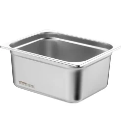 VEVOR 6 Pack Hotel Pans, 1/2 Size Anti-Jam Steam Pan, 0.8mm Thick Stainless Steel Restaurant Steam Table Pan, 6-Inch Deep Commercial Table Pan, Catering Storage Food Pan, for Industrial & Scientific
