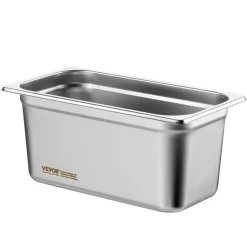 VEVOR 8 Pack Hotel Pans, 1/3 Size Anti-Jam Steam Pan with Lid, 0.8mm Thick Stainless Steel Steam Table Pan, 6-Inch Deep Commercial Table Pan, Catering Storage Food Pan, for Industrial & Scientific
