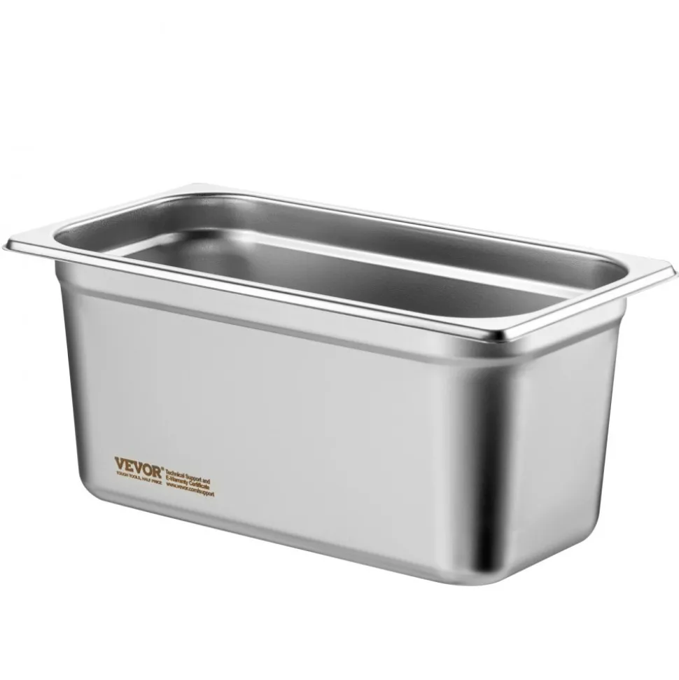 VEVOR 8 Pack Hotel Pans, 1/3 Size Anti-Jam Steam Pan with Lid, 0.8mm Thick Stainless Steel Steam Table Pan, 6-Inch Deep Commercial Table Pan, Catering Storage Food Pan, for Industrial & Scientific