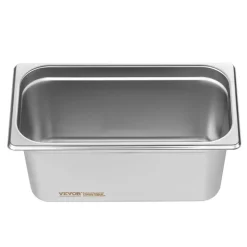 VEVOR 8 Pack Hotel Pans, 1/3 Size Anti-Jam Steam Pan with Lid, 0.8mm Thick Stainless Steel Steam Table Pan, 6-Inch Deep Commercial Table Pan, Catering Storage Food Pan, for Industrial & Scientific
